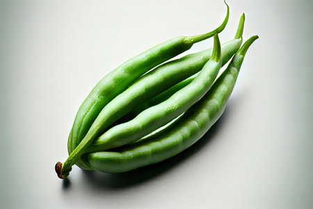 Fresh One natural Green Beans with white background Ai generativeの素材