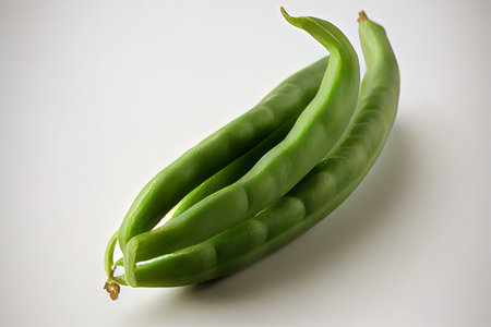 Fresh One natural Green Beans with white background Ai generativeの素材