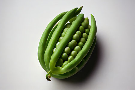 Fresh One natural Green Beans with white background Ai generativeの素材