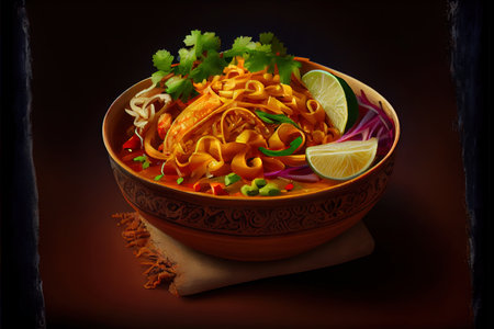 Homemade Thai Khao Soi food Ai generativeの素材