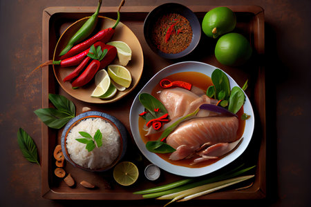 Homemade Thai Gai Yang food Ai generativeの素材