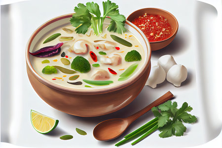 Thai Tom Kha Gai food Ai generativeの素材