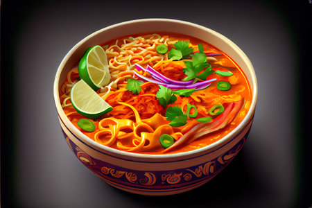 Homemade Thai Khao Soi food Ai generativeの素材