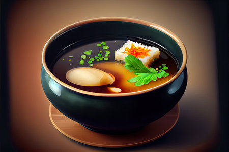Delicious Japanese Miso Soup food Ai generativeの素材