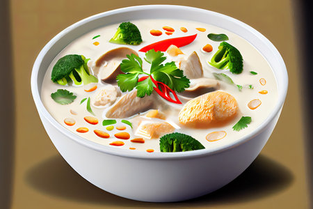 Tasty Thai Tom Kha Gai food Ai generativeの素材