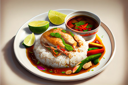 Homemade Thai Khao Mok Gai food Ai generativeの素材