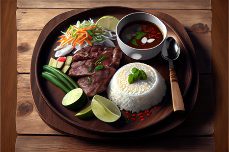 Special Thai Khao Kha Moo food Ai generativeの素材
