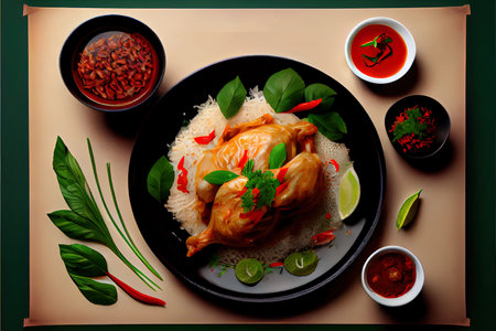 Homemade Thai Khao Mok Gai food Ai generativeの素材