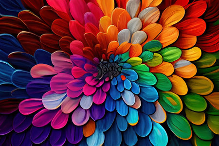 Surprising Abstract Painting Hand-Painted Colored Petals Oil Painting Ai generativeの素材