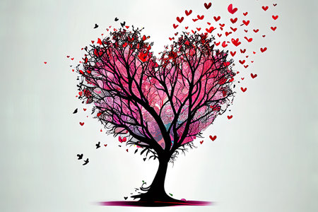 Awesome Love tree with flying Ai generativeの素材