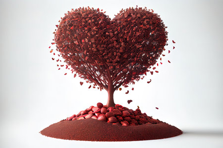 Surprising Hearts tree and pile of fertile soil isolated Ai generativeの素材