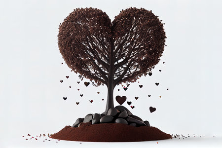 Wonderful Hearts tree and pile of fertile soil isolated Ai generativeの素材