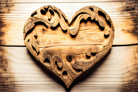 Exceptional Heart shape on wood Ai generativeの素材