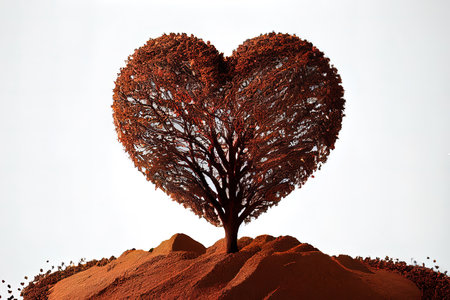Surprising Hearts tree and pile of fertile soil isolated Ai generativeの素材