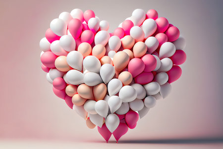 Wonderful Multicolored Balloon Love Heart Ai generativeの素材
