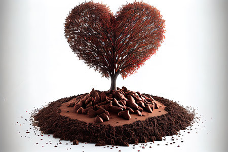 Wonderful Hearts tree and pile of fertile soil isolated Ai generativeの素材
