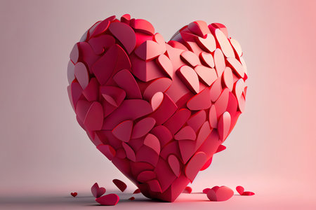 Exceptional Valentines day 3D red pink Ai generativeの素材