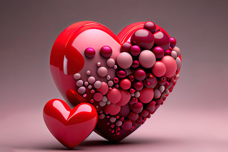 Attractive Valentines day 3D red pink Ai generativeの素材