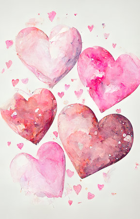 Awesome Watercolor Hearts Ai generativeの素材