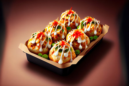 Homemade Japanese Takoyaki food Ai generativeの素材