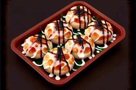 Homemade Japanese Takoyaki food Ai generativeの素材