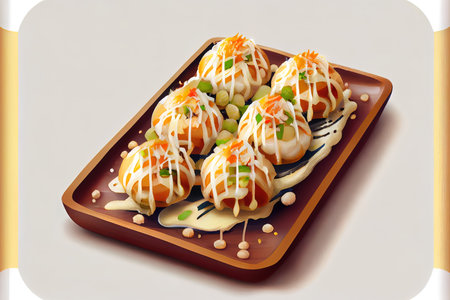 Homemade Japanese Takoyaki food Ai generativeの素材