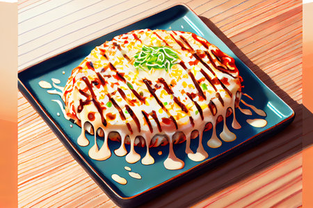 Healthy Japanese Okonomiyaki food Ai generativeの素材