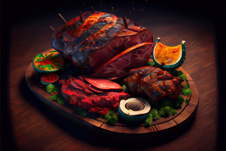Natural Brazilian Barbecued meat food Ai generativeの素材