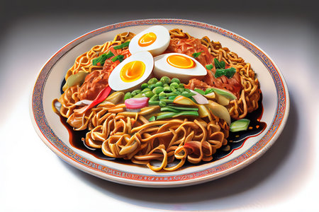 Homemade Japanese Yakisoba food Ai generativeの素材