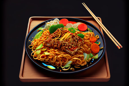 Homemade Japanese Yakisoba food Ai generativeの素材
