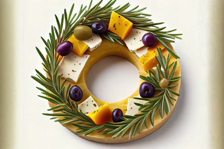 Rosemary wreath christmas appetizer Ai generated imageの素材