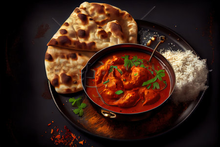 Chicken tikka masala spicy curry meat food Ai generated imageの素材