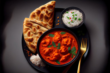 Traditional Chicken tikka masala spicy curry meat food Ai generated imageの素材