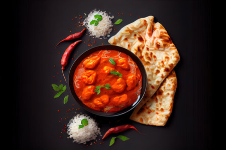 Chicken tikka masala spicy curry meat food Ai generated imageの素材