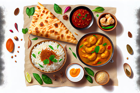 Indian food Curry butter chicken helathy food Ai generated imageの素材