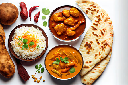 Indian food Curry butter chicken helathy food Ai generated imageの素材