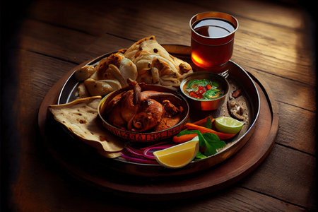 Indian food Thali Indian style meal Ai generated imageの素材