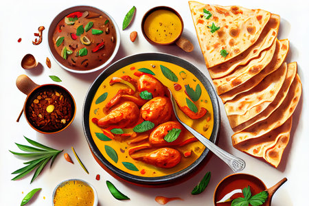 Indian food Curry butter chicken helathy food Ai generated imageの素材