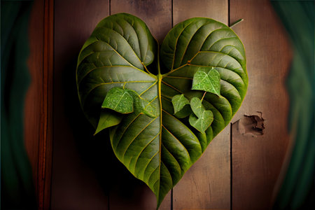 leaves, loves and cares for house plant Ai generated imageの素材