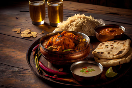 Fresh Indian food Thali Indian style meal for breakfast Ai generated imageの素材