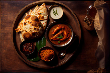 Indian food Thali Indian style meal Ai generated imageの素材