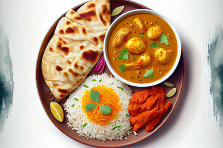 Indian food Curry butter chicken Ai generated imageの素材
