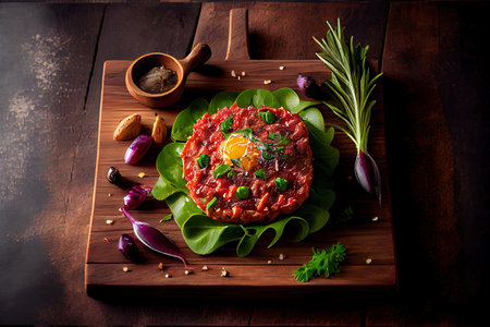 Beef tartare with capers Ai generated imageの素材