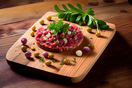 Healthy Beef tartare with capers Ai generated imageの素材