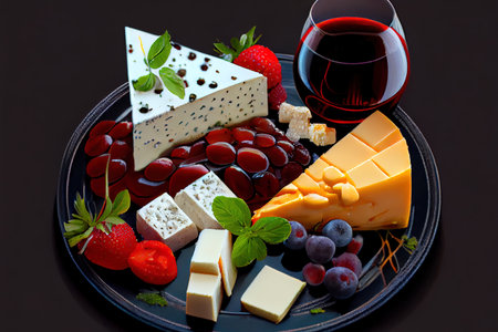 Awesome Cheese plate with soft cheese Ai generated imageの素材