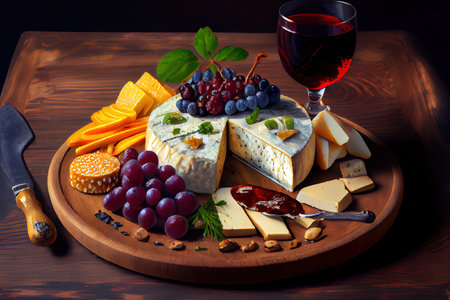Awesome Cheese plate with soft cheese Ai generated imageの素材