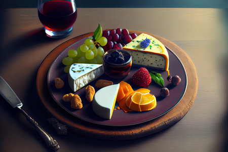 Awesome Cheese plate with soft cheese Ai generated imageの素材