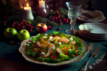 Homemade Salad with Apples Ai generated imageの素材