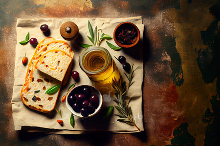 Delicious Italian food with Olives Ai generated imageの素材