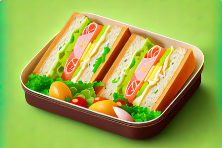 Japanese sandwiches Sando and vegetable Ai generated imageの素材